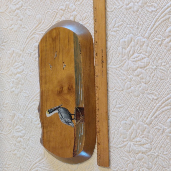 Artist F. Hammock 1985 Painting of Pelican on Pier Piling & Seagulls Flying - Picture 11 of 13